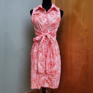 REDUCED!!! Talbots Orange/White Button Up Sleeveless Shirt Dress